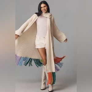 Anthropologie Colorful Fringe Scarf — NWT
